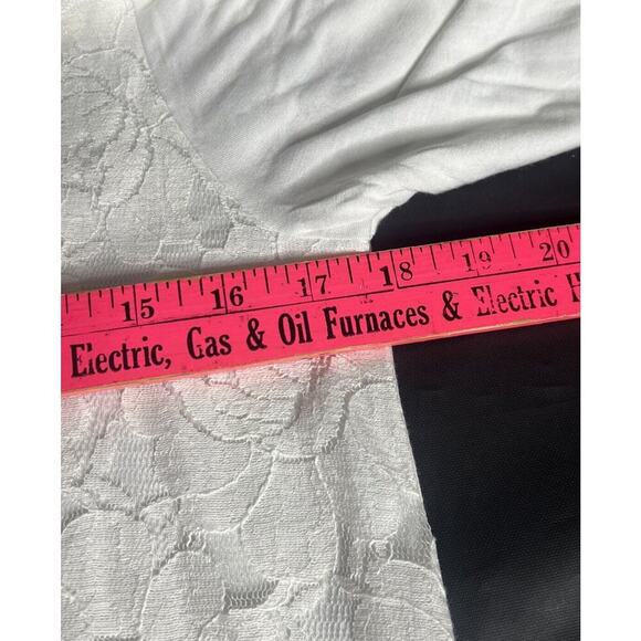 Cupio Sz M  Cream Lace Victorian Tunic Blouse Top Long Roll Tab Sleeve - Picture 6 of 7